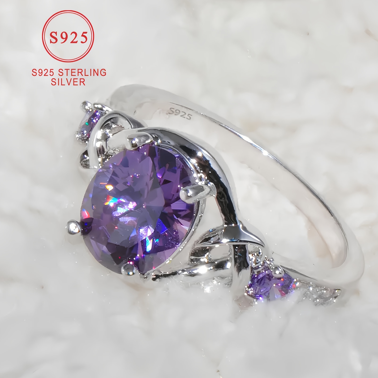 925 Sterling Silver French Style Engagement Ring